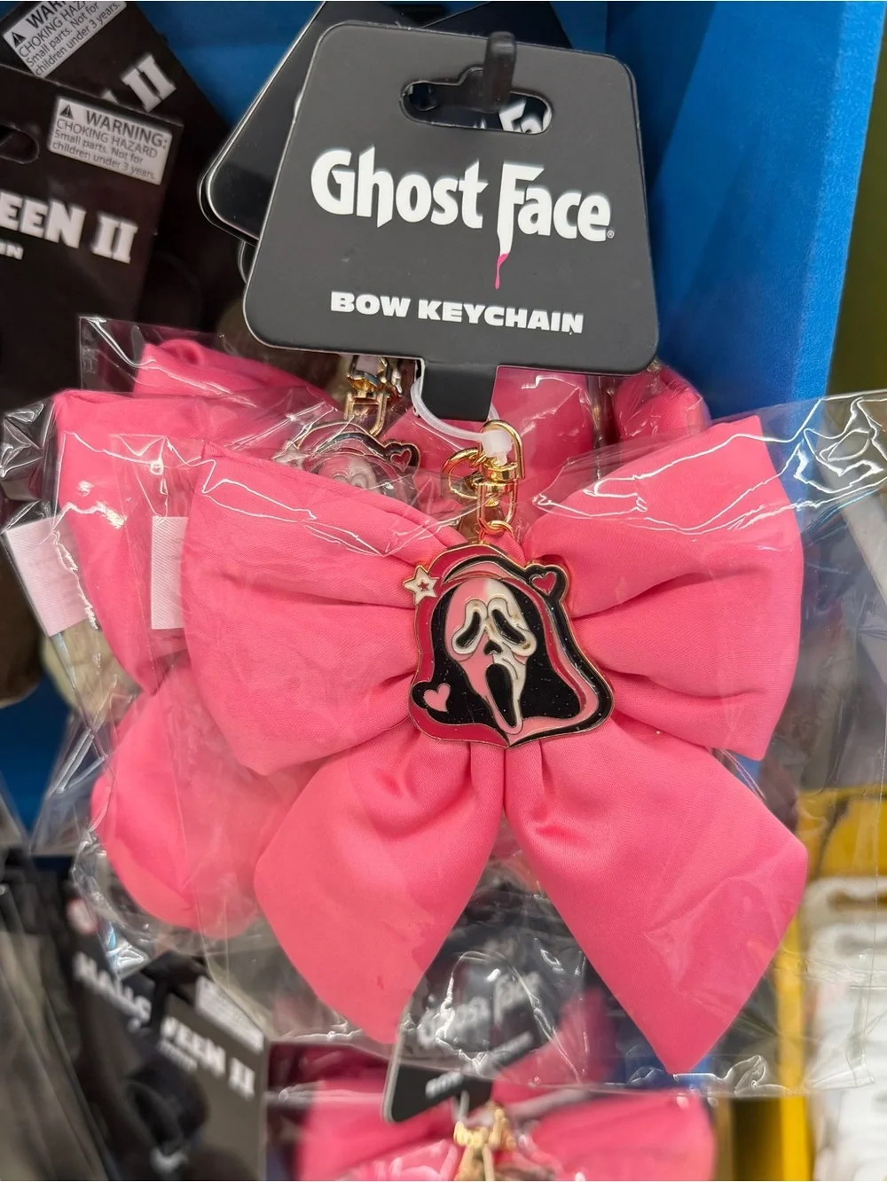 Ghost Pink Bow Keychain for Kids